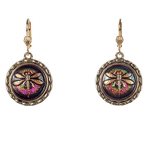 Coin Pearl Dragonfly Charm Collection - Green Dragonfly Earrings