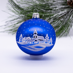 Blue and White Village Ball Ornament
