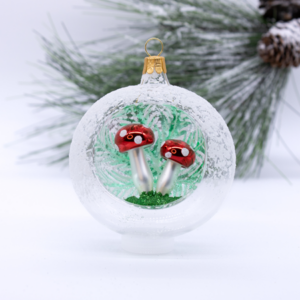 Toadstool Mushrooms Snowy Ball Ornament