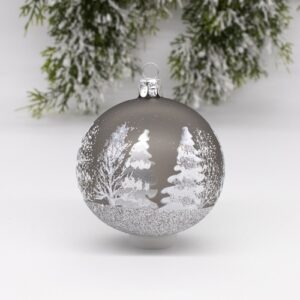 Glass Ball Ornament With Evergreens