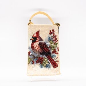 Cardinal on Bead-Decorated Club Bag