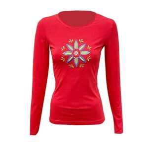 Embroidered Flower Long Sleeve T-Shirt