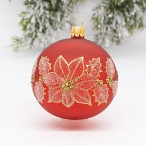 Glass Ball Ornaments With Poinsettia