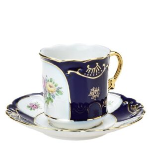 Cobalt Blue Gold Porcelain Cup and Saucer
