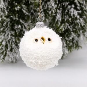Fluffy White Owl Ornament
