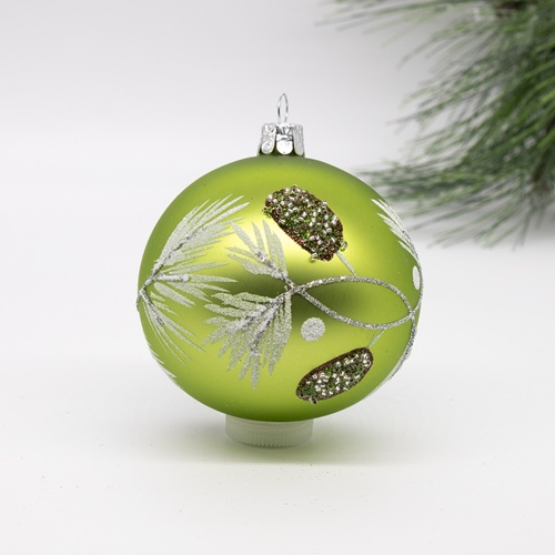 Green With Pine Cones Ball Ornament