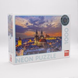 Prague Castle At Dusk Neon Jigsaw Puzzle